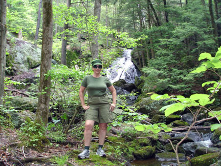 Karen on the trail at Buttermilk Falls