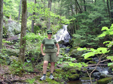 Karen on the trail at Buttermilk Falls