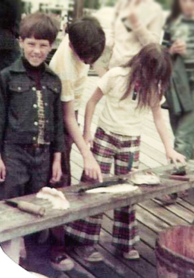 May 1976 - Brian Lee Duquette learning how to clean a fish