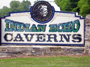 Indian Echo Caverns sign