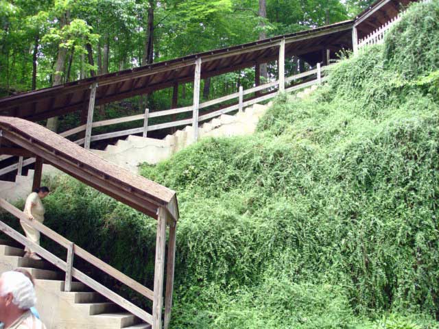 the  steps down to the cavern