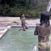 Brian jumps in the pool 1975