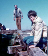 Brian Duquette and his Grandfather Rasmussen catch crabs