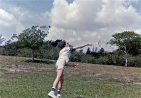Brian Duquette playing badmitten, Easter 1990