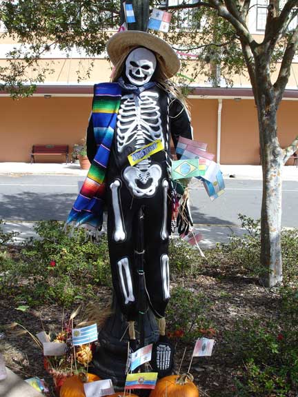 the Mexican skeleton scarecrow