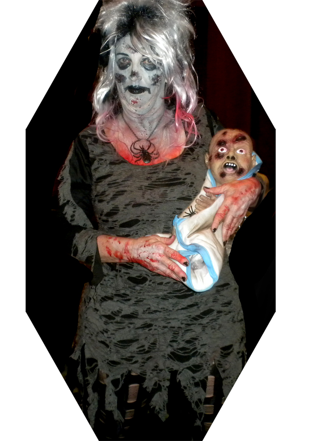 Karren Duquette Halloween zombie with baby