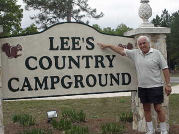 Lee's Country Campground sign