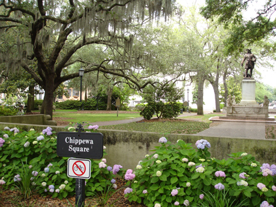 One of the squares in Savannah, Georgia