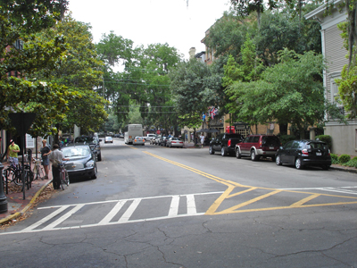 one of the streets in Savannah, Georgia