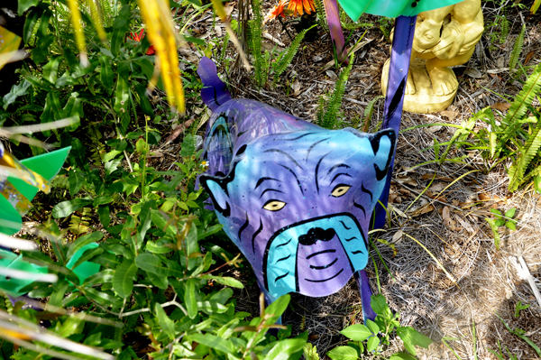 lion at at the bowling ball house at Whimzeyland