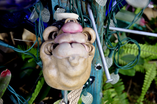 face at the bowling ball house at Whimzeyland