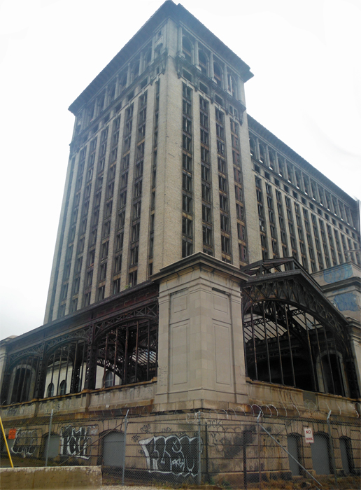 the corner of the Michigan Central Railroad Station