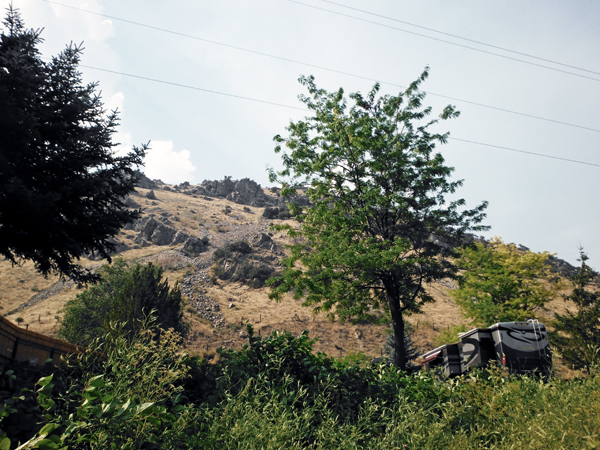 View of the two RV Gypsies' RV from down by?the Portneuf River.