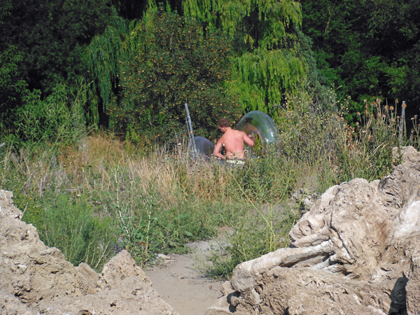 The steep, rocky path to get down to the Portneuf River