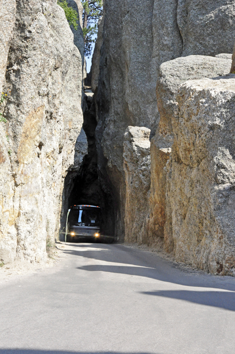 our bus very slowly working its way through The Needles Eye Tunnel