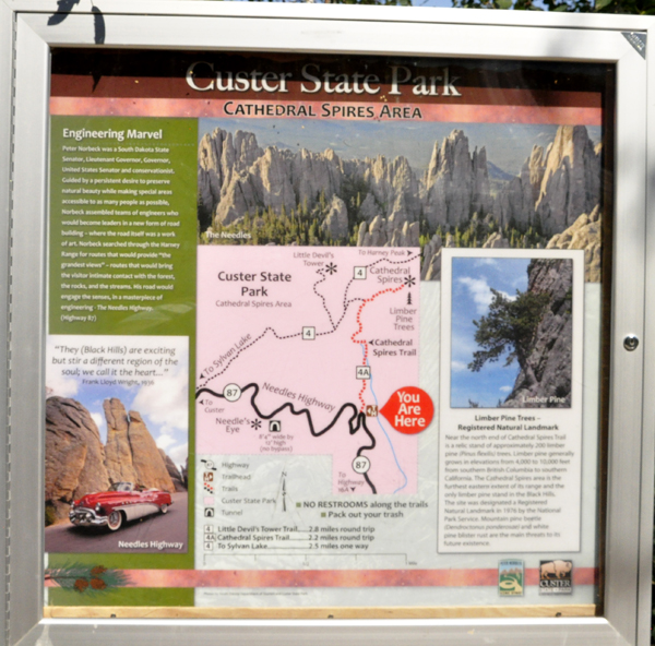 sign about the Cathedral Spires area