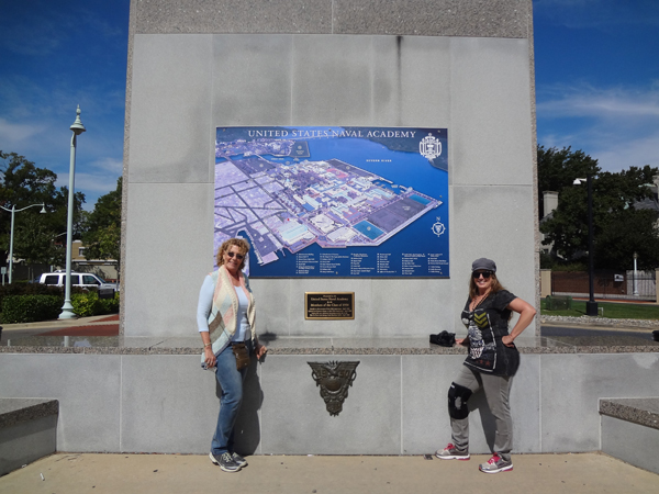 Karen Duqette and her friend Barbara at the U.S. Naval Academy