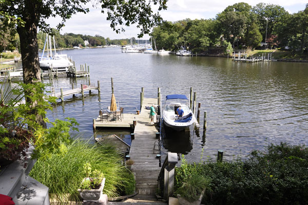 Looking down from the house to the dock
