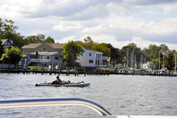 A pontoon kayak