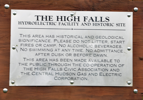 sign about the High Falls