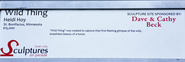 plaque for the Wild Thing sculpture - horse