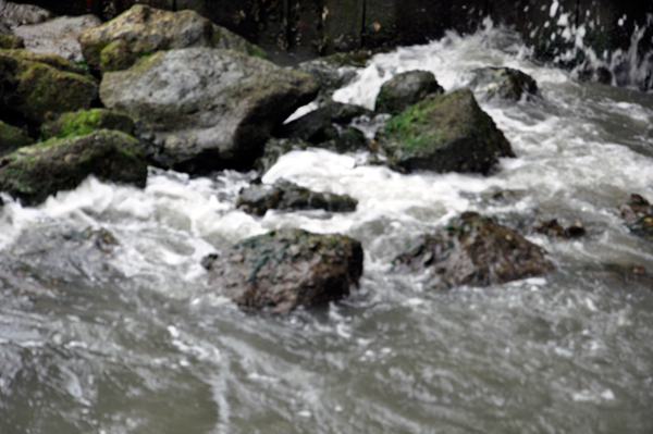 waves crashing onto the rocks.