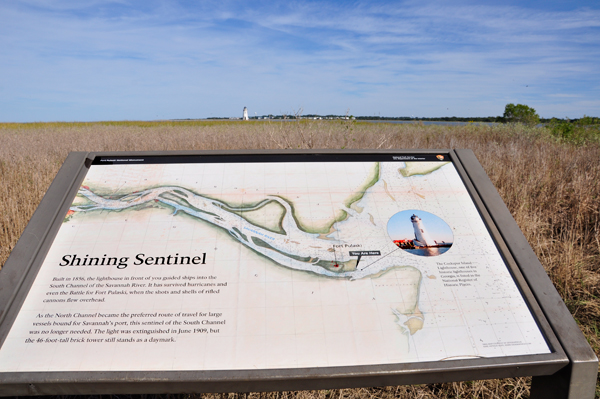 sign about the shining Sentinel  - Cockspur Lighthouse