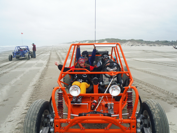 The two RV Gypsies int the dune buggy