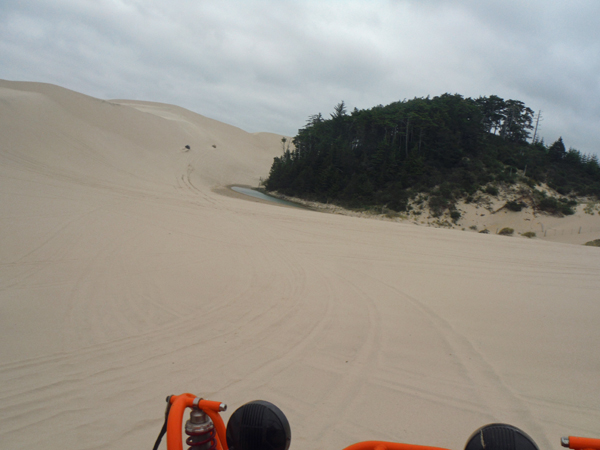 he blue and the yellow dune buggies are dots
