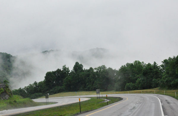 low clouds on the travel road