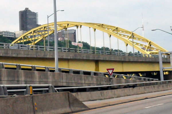 bright yellow bridge