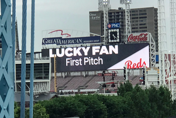 Lucky Fan First Pitch sign