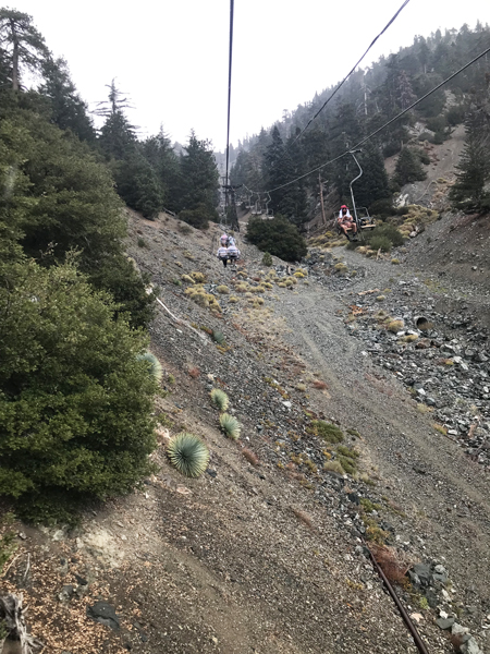 Karen Rasmussen's family on the chair lift