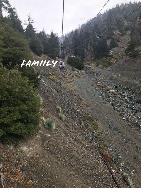 family on the chair lift