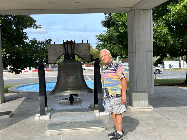 Lee Duquette at a Replica of the Liberty Bell