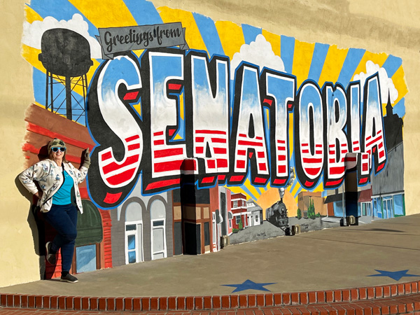 Karen Duquette at the Senatoria mural