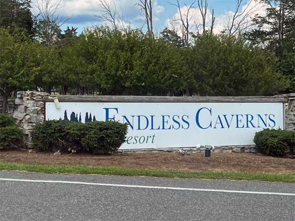 Endless Caverns Resort sign