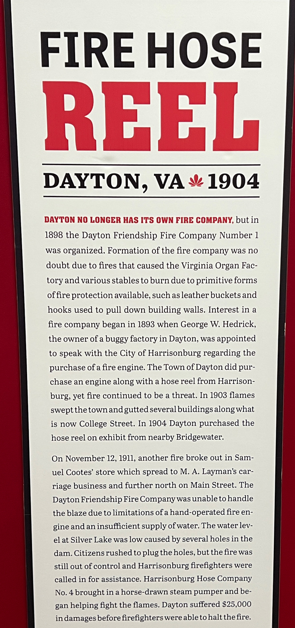 sign about Fire Hose Reel in 1904