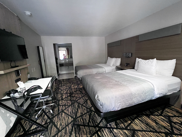 B2 beds, desk, chair, TV