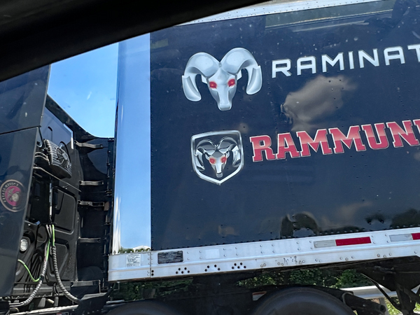 semi with Monster Truck inside