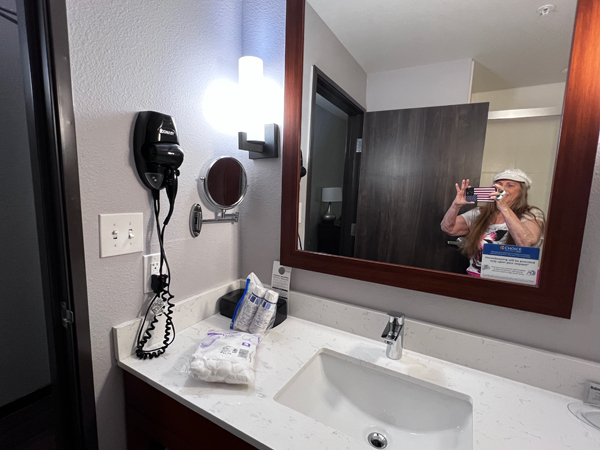 Karen Duquette in the mirror