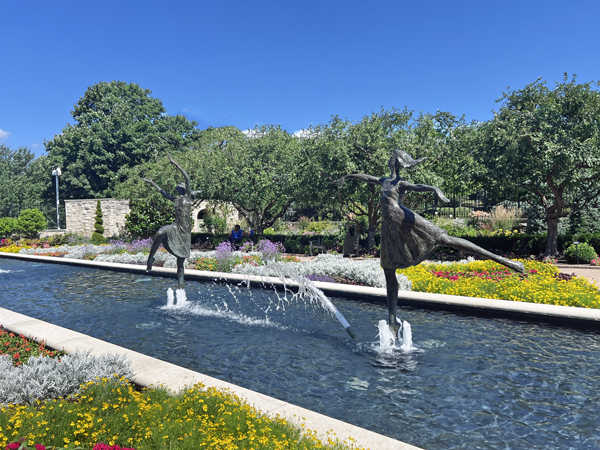 water spouts and statue