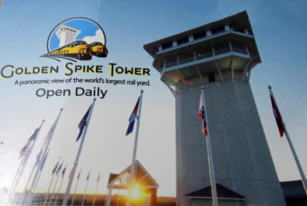 Golden Spike Tower sign