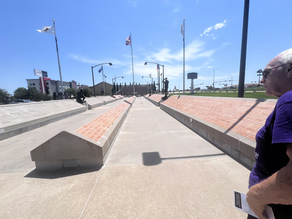 Lee Duquette on the path to view the monuments