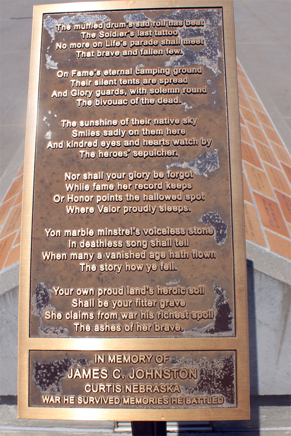 sign in memory of James C. Johnston