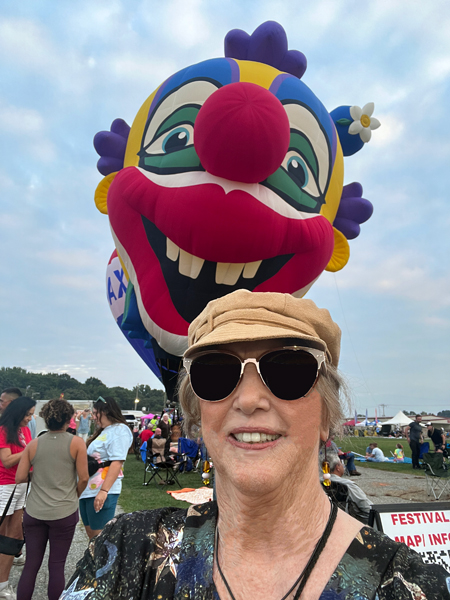 giant clown hot air balloon tried to bite Karen Duquette's head off