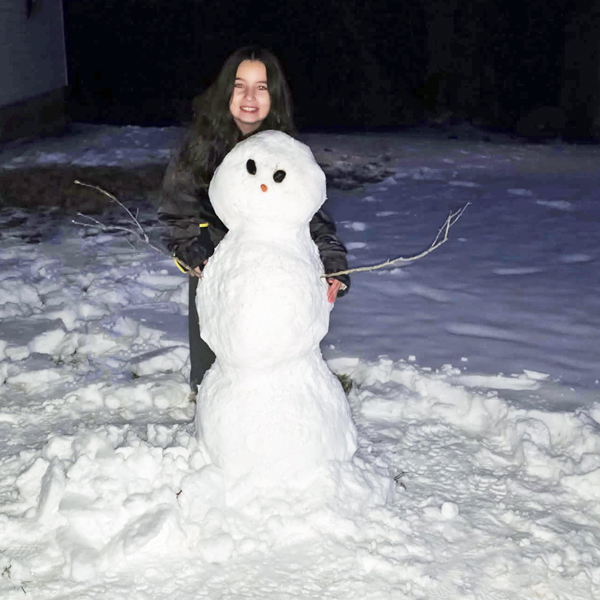 Gabby and snowman