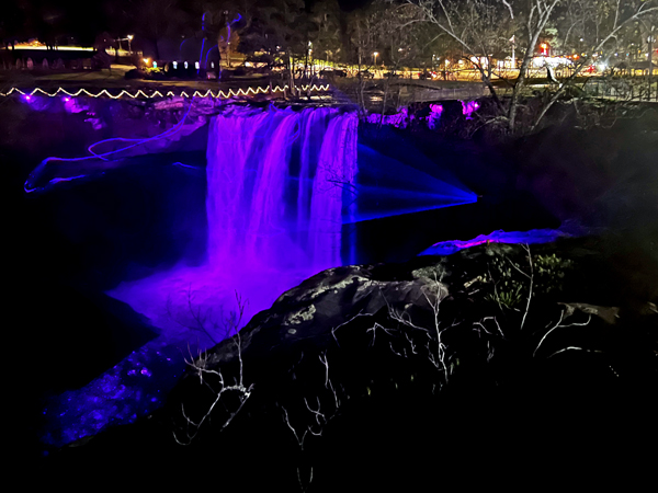 Waterfall at night