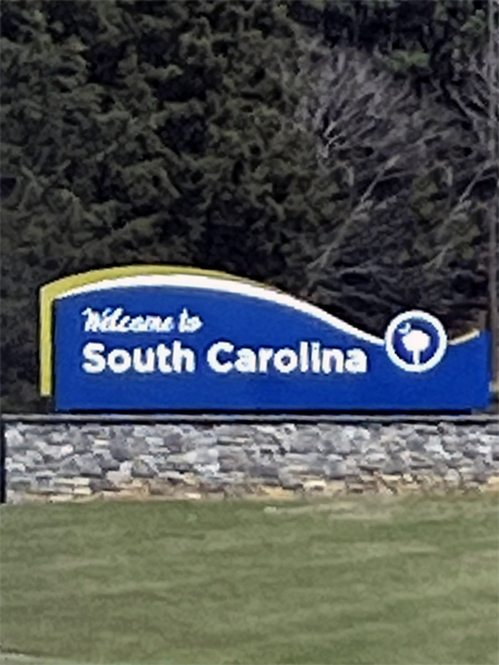 Welcome to South Carolina sign
