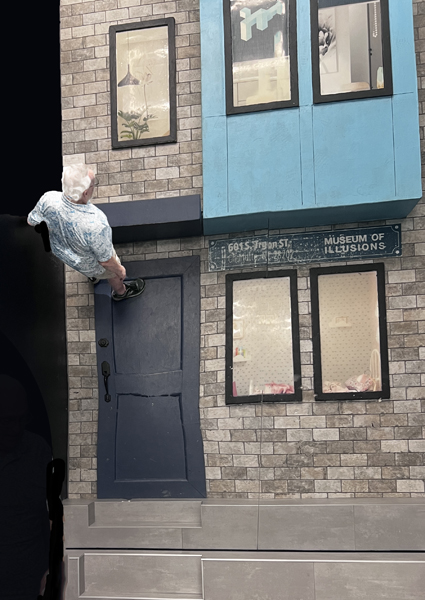 Lee Duquette walking on the building